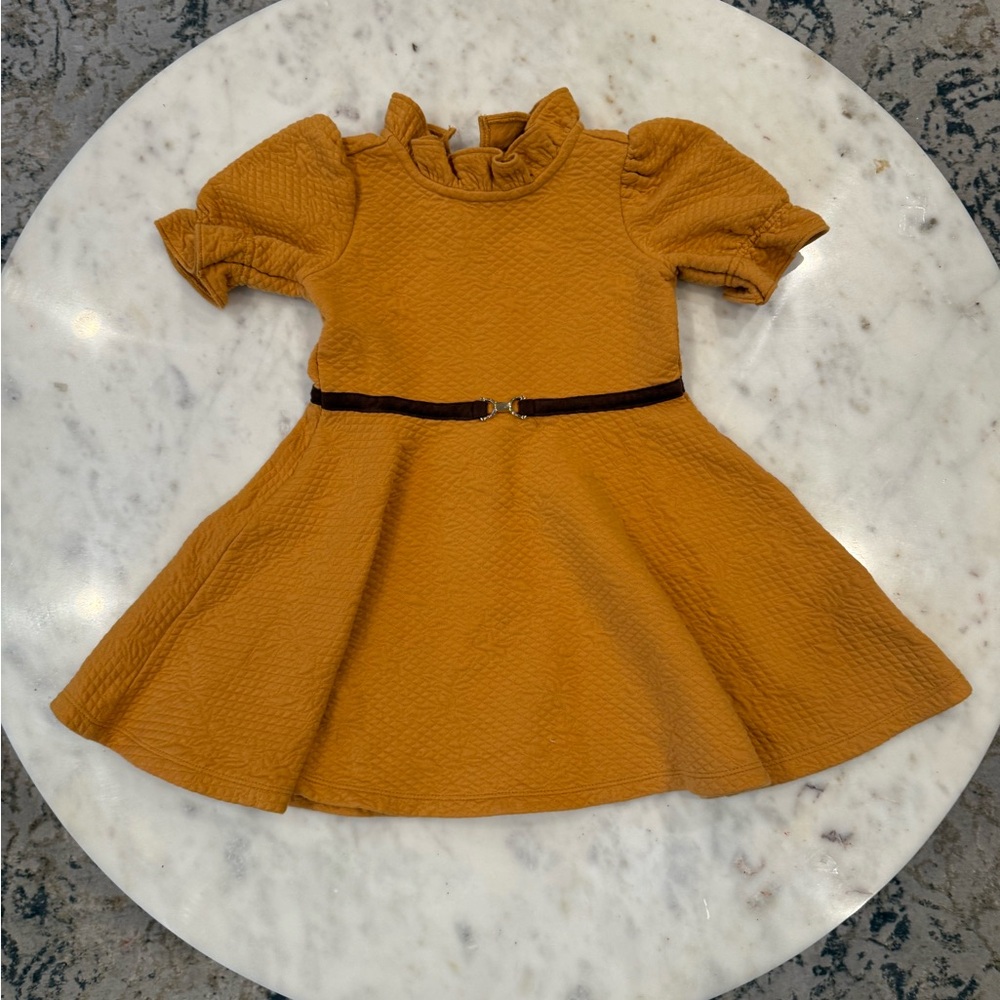 Janie and Jack Golden Puff Sleeve Dress